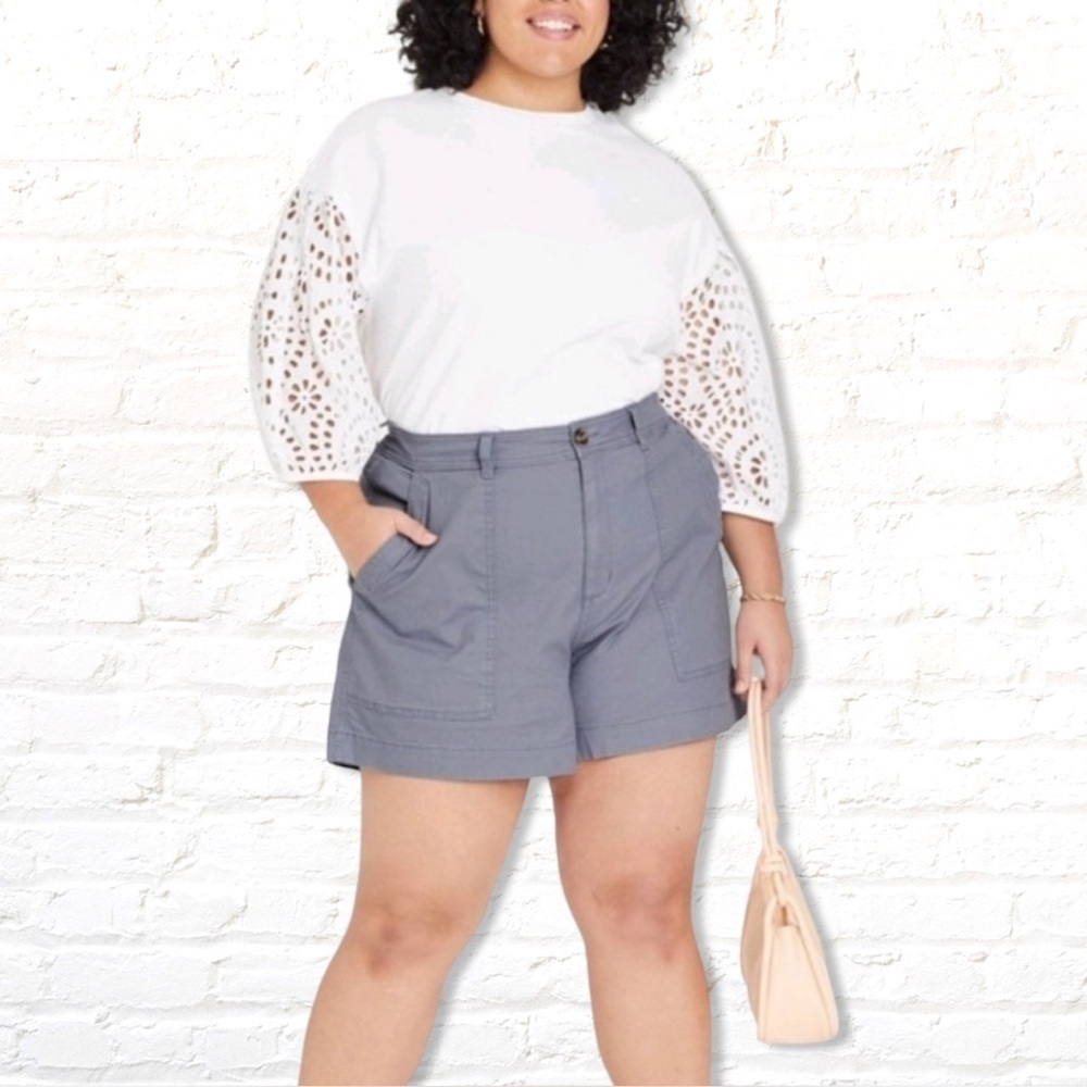 A New Day Flat Front Grey Canvas Shorts Size 18 - Picture 9 of 9